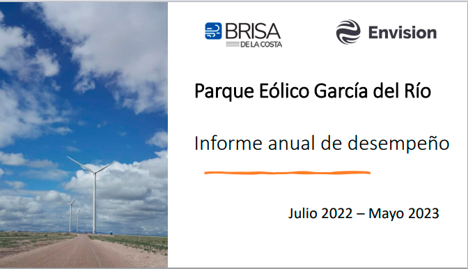 INFORME DE GESTIÓN PARQUE EÓLICO GARCÍA DEL RÍO – PERÍODO JUNIO 2022 – MAYO 2023